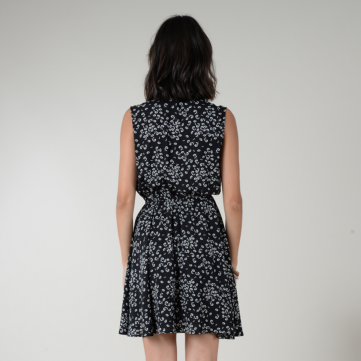 Платье LaRedoute Короткое с цветочным принтом без рукавов M черный, размер M - фото 3