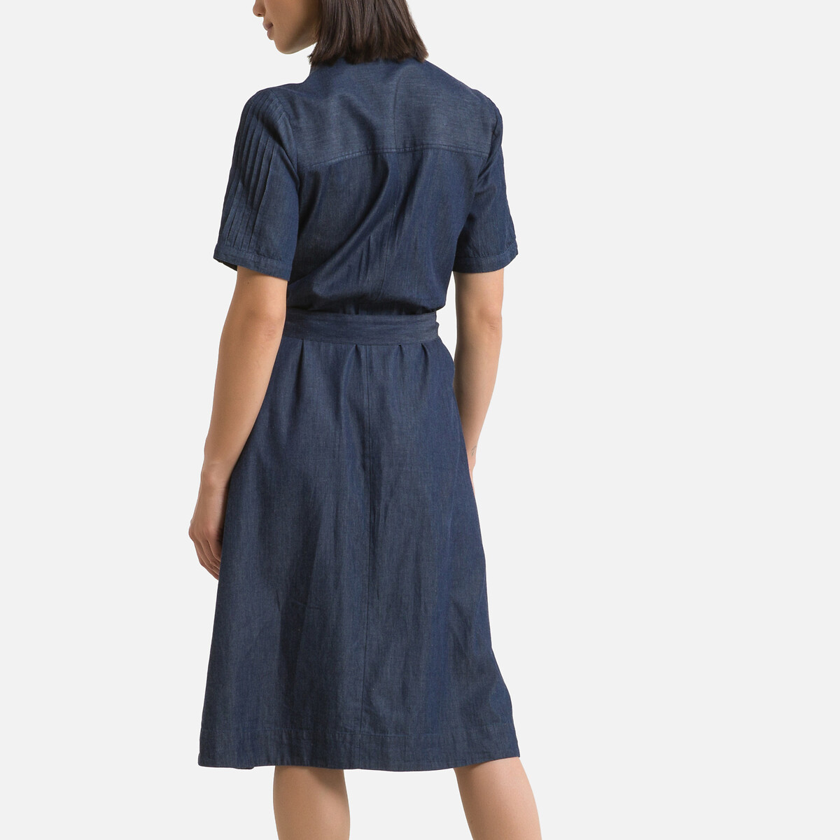 Платье LaRedoute Расклешенное из легкого денима короткие рукава 54 синий, размер 54 - фото 4