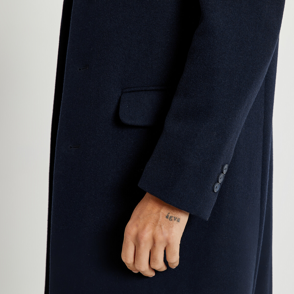 Пальто LaRedoute Средней длины с пиджачным воротником 3XL синий, размер 3XL - фото 3