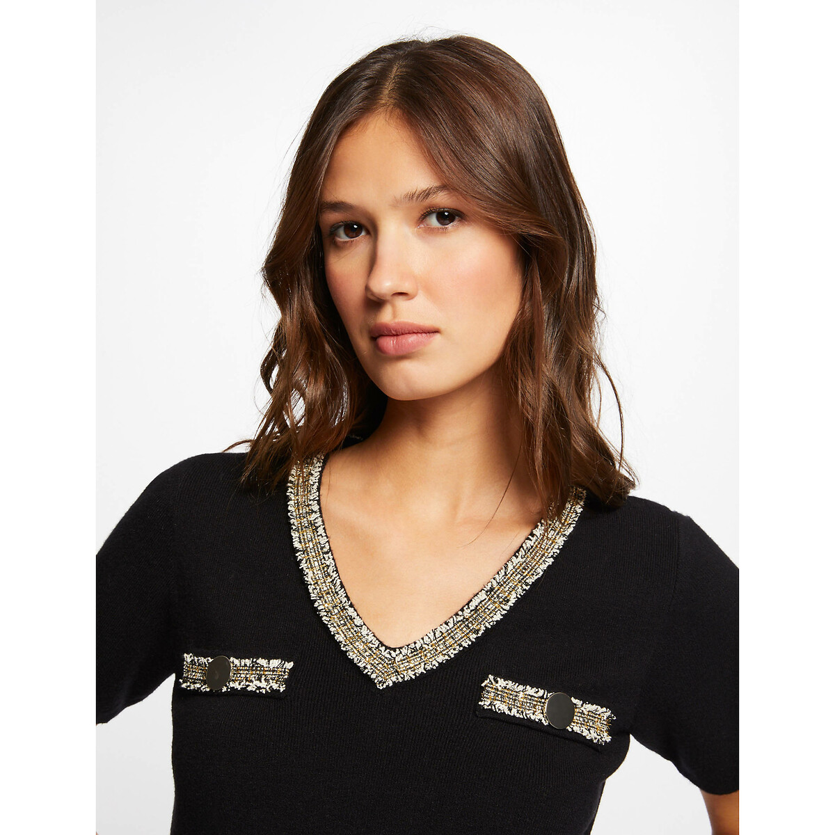 Платье-пуловер MORGAN Приталенное с короткими рукавами XL черный, размер XL - фото 4