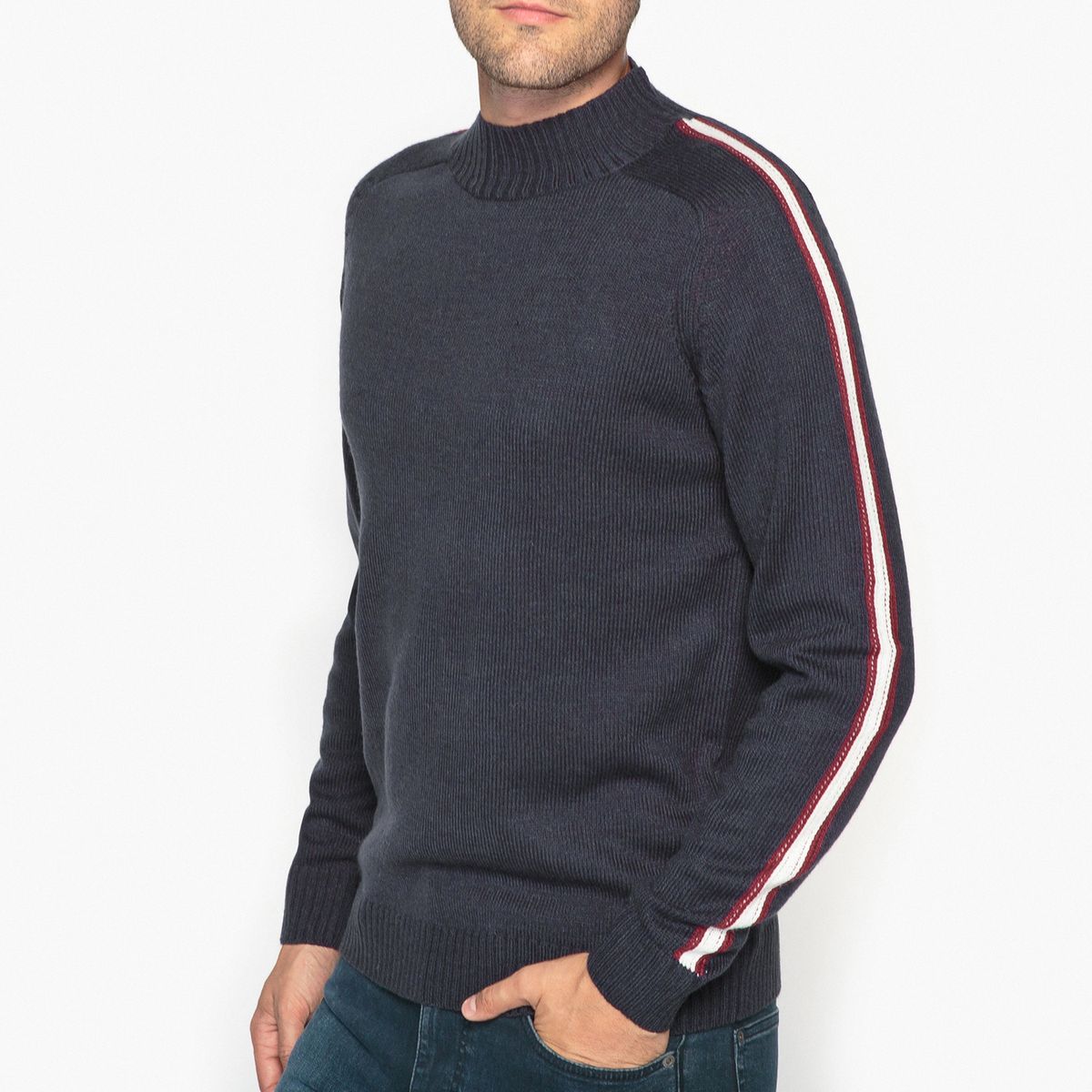 Pull col montant maille fantaisie