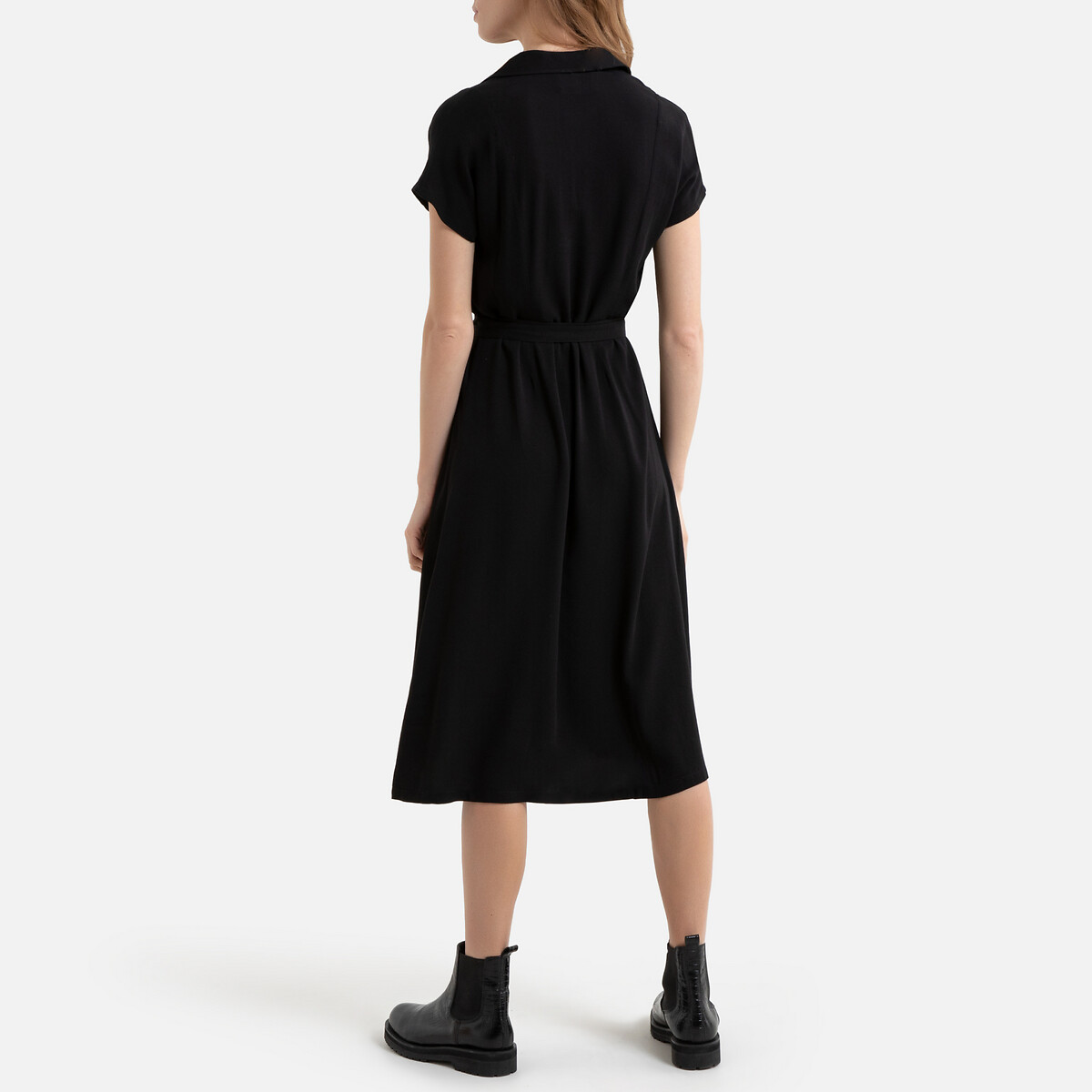 Платье La Redoute Из биохлопка с короткими рукавами ROBERTA XS черный, размер XS - фото 3