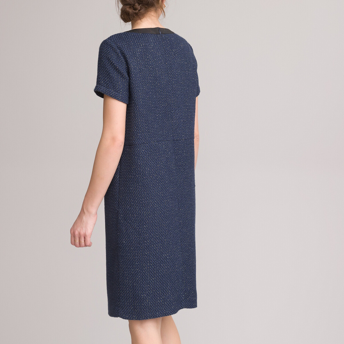 Платье-миди ANNE WEYBURN Плетеное прямое короткие рукава 50 синий, размер 50 - фото 3