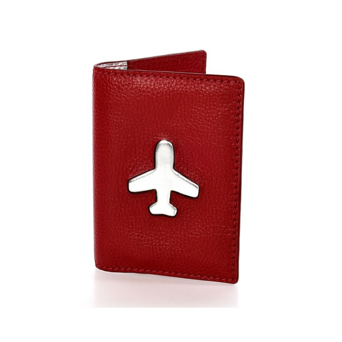 Étui passeport en cuir grainé rouge