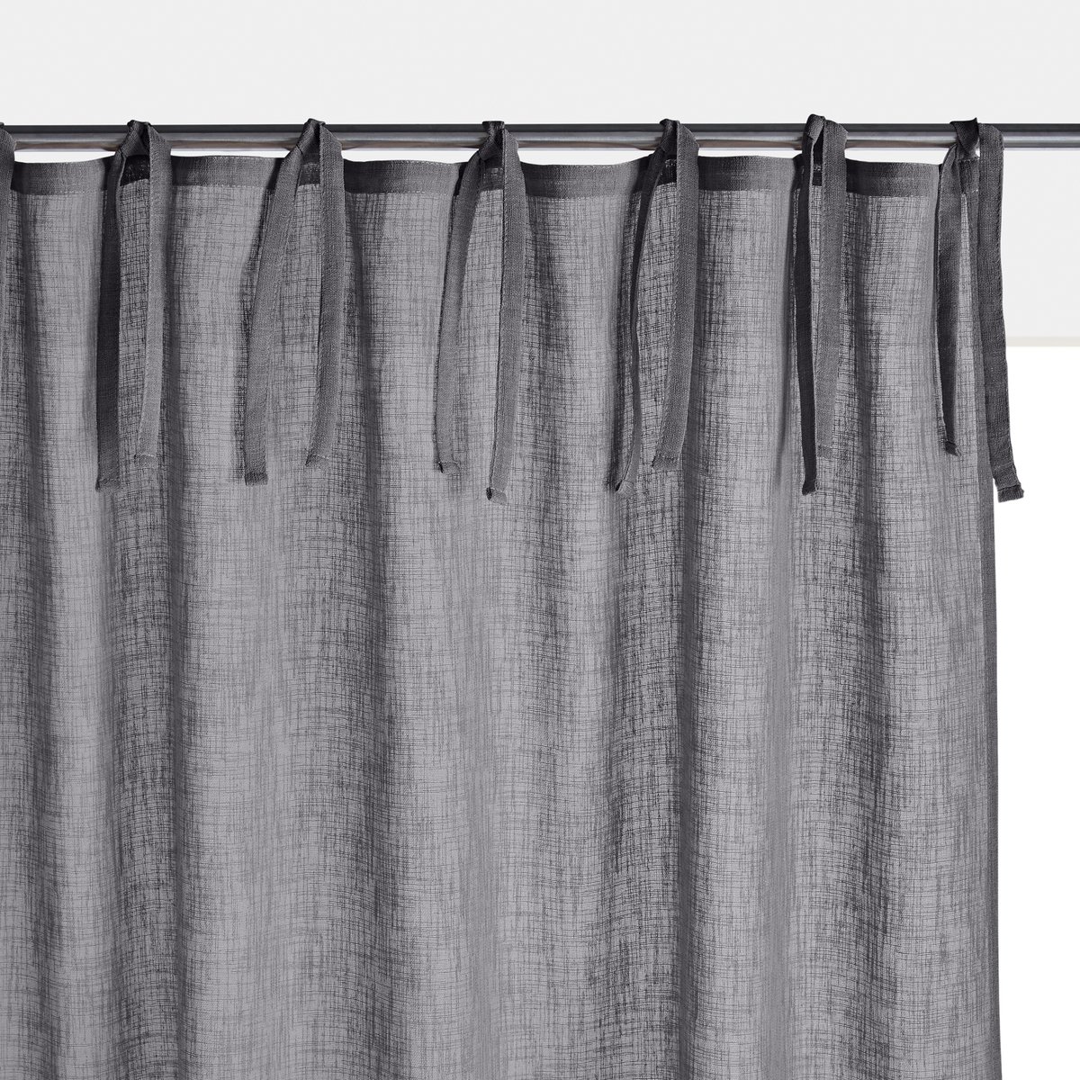 Занавеска La Redoute С эффектом льна с завязками Nyong 350 x 140 см серый, размер 350 x 140 см - фото 1
