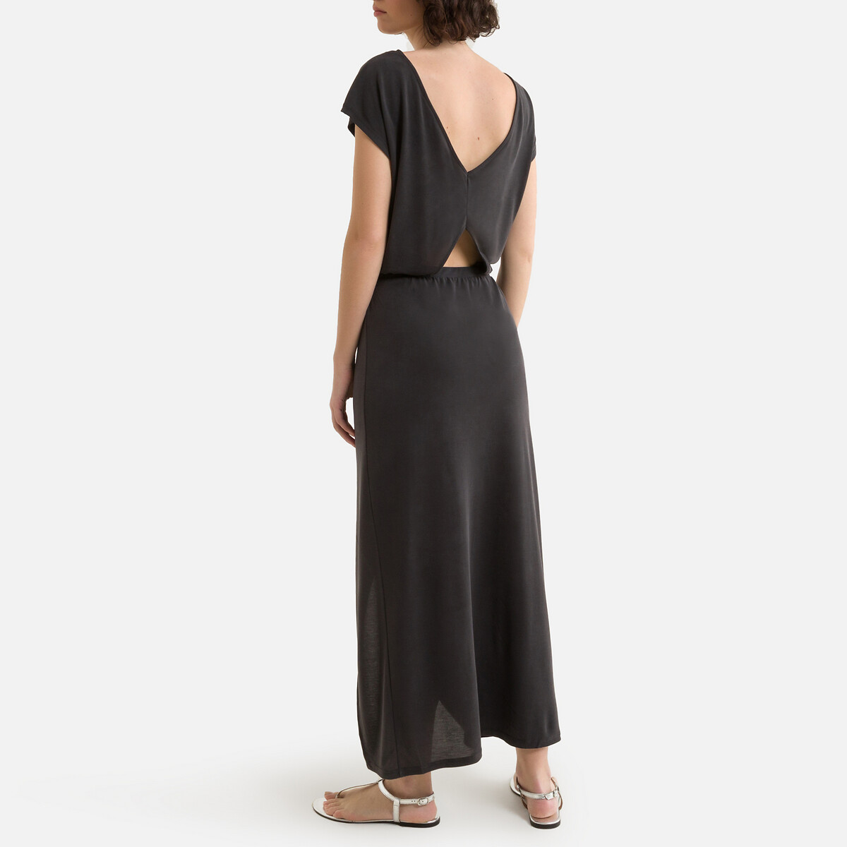 Платье LaRedoute Длинное однотонное короткие рукава M черный, размер M - фото 4