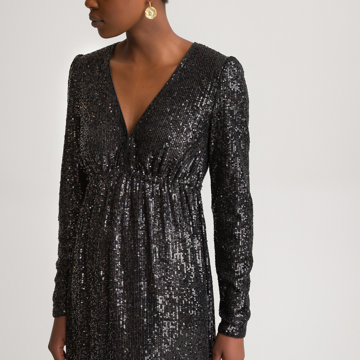 Платье LA REDOUTE COLLECTIONS Длинное с блестками длинные рукава 50 черный, размер 50 - фото 2