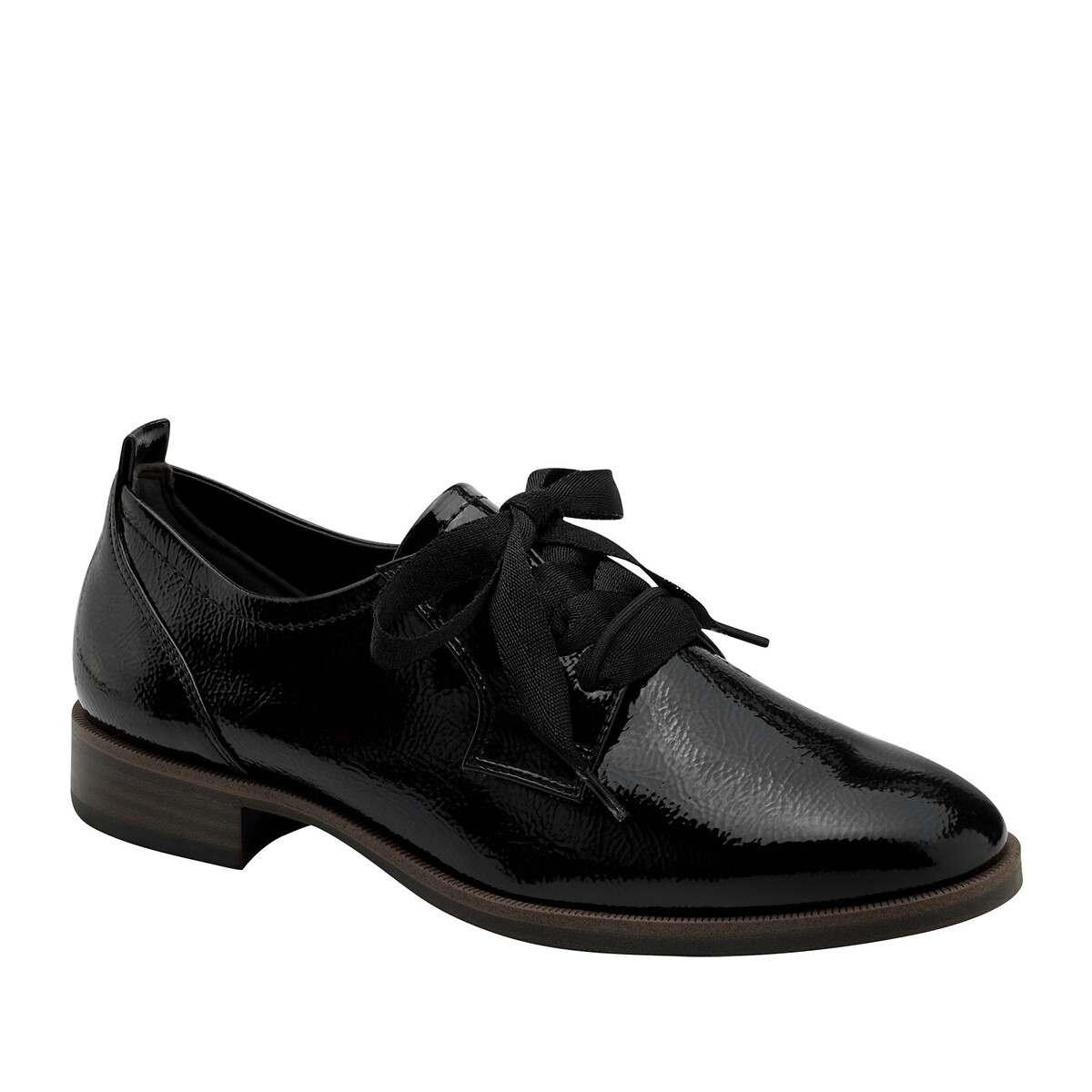 Ботинки-дерби Лакированные с двойной шнуровкой 36 черный LaRedoute, размер 36 - фото 2