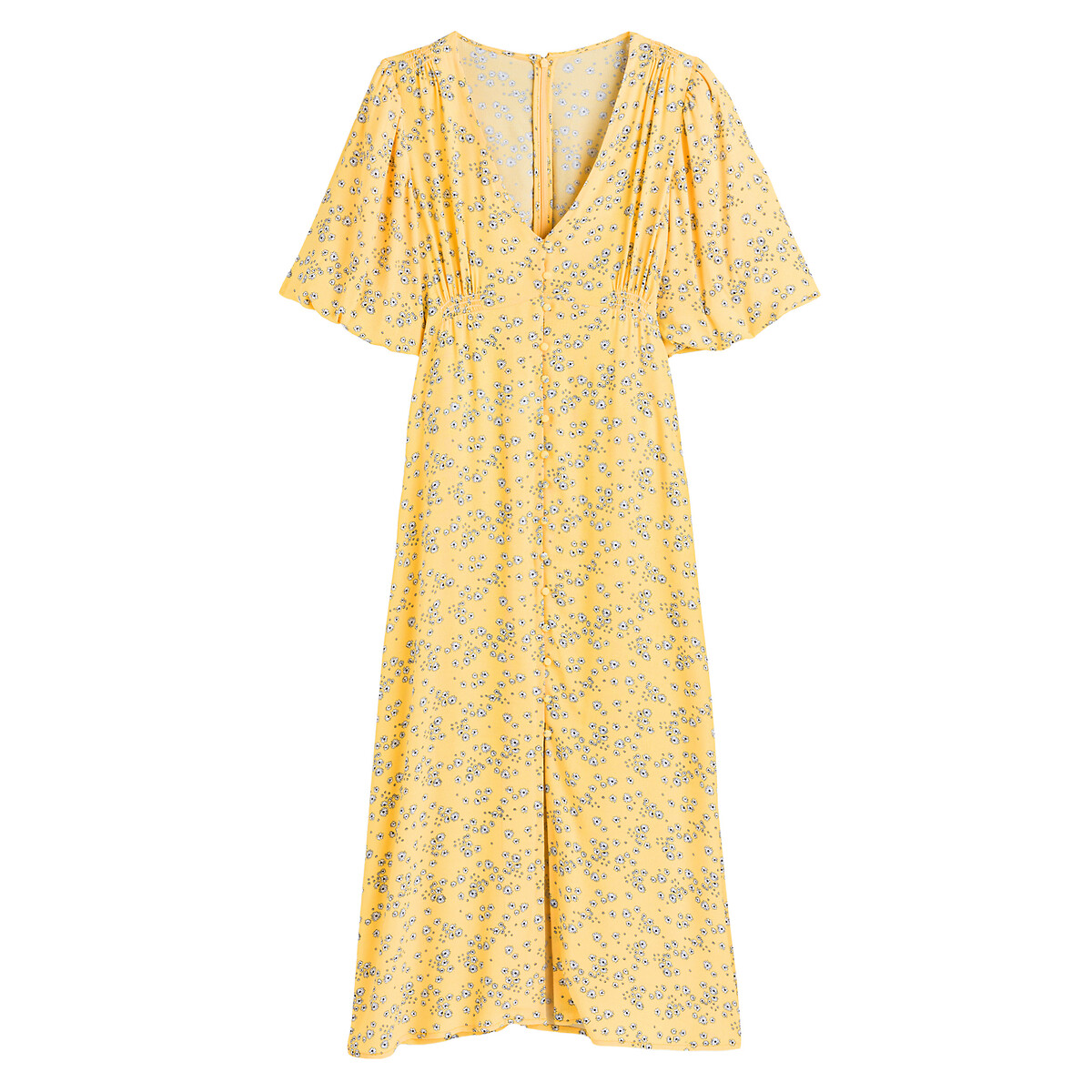 Платье Длинное с V-образным вырезом короткими рукавами с напуском 40 желтый LaRedoute, размер 40 - фото 5
