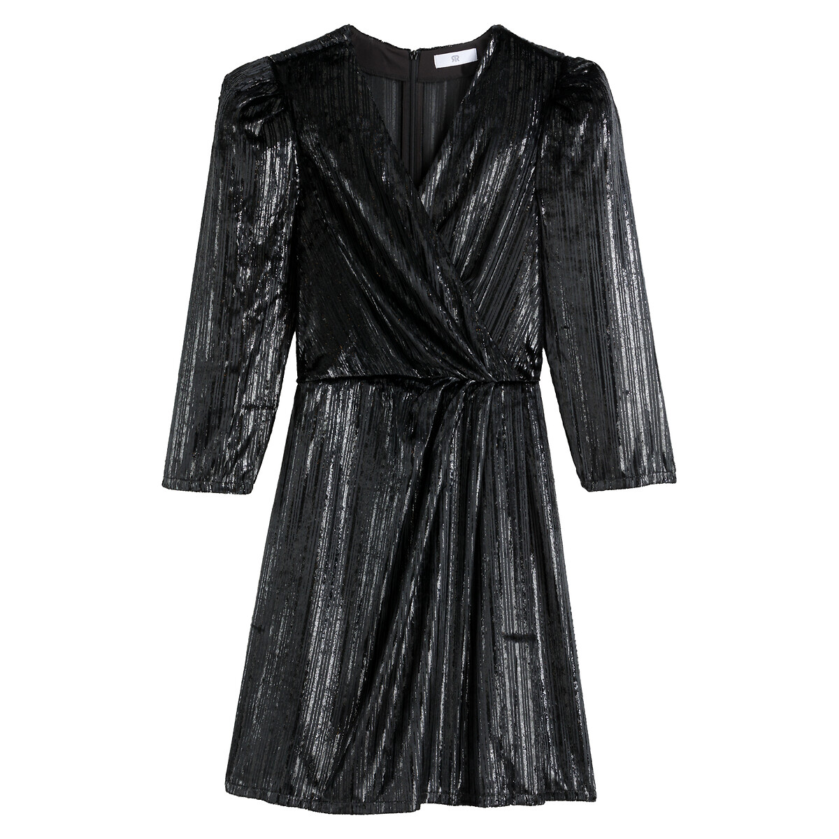 Платье LA REDOUTE COLLECTIONS Из гладкого блестящего бархата с запахом 50 черный, размер 50 - фото 5