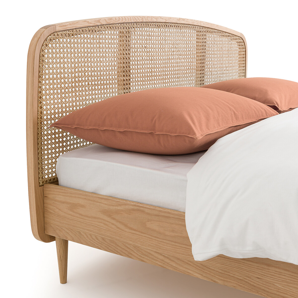 Кровать из дуба и плетеного материала с реечным кроватным основанием Buisseau  140 x 190 см каштановый LaRedoute, размер 140 x 190 см - фото 5