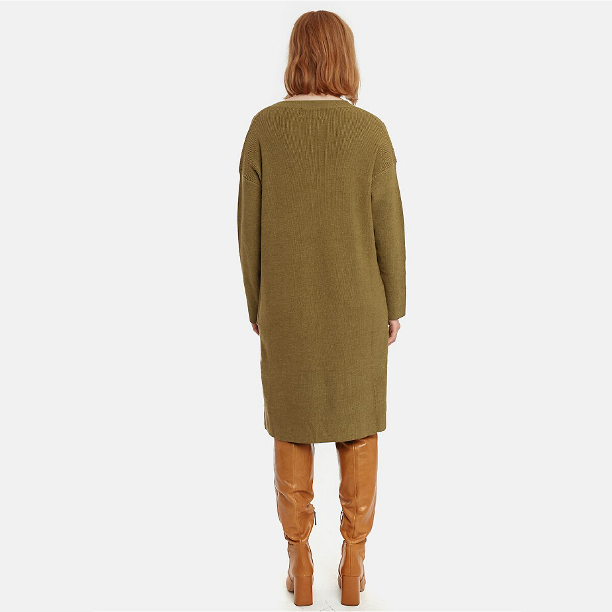 Платье-пуловер La Redoute Короткое 2 кармана S зеленый, размер S - фото 2