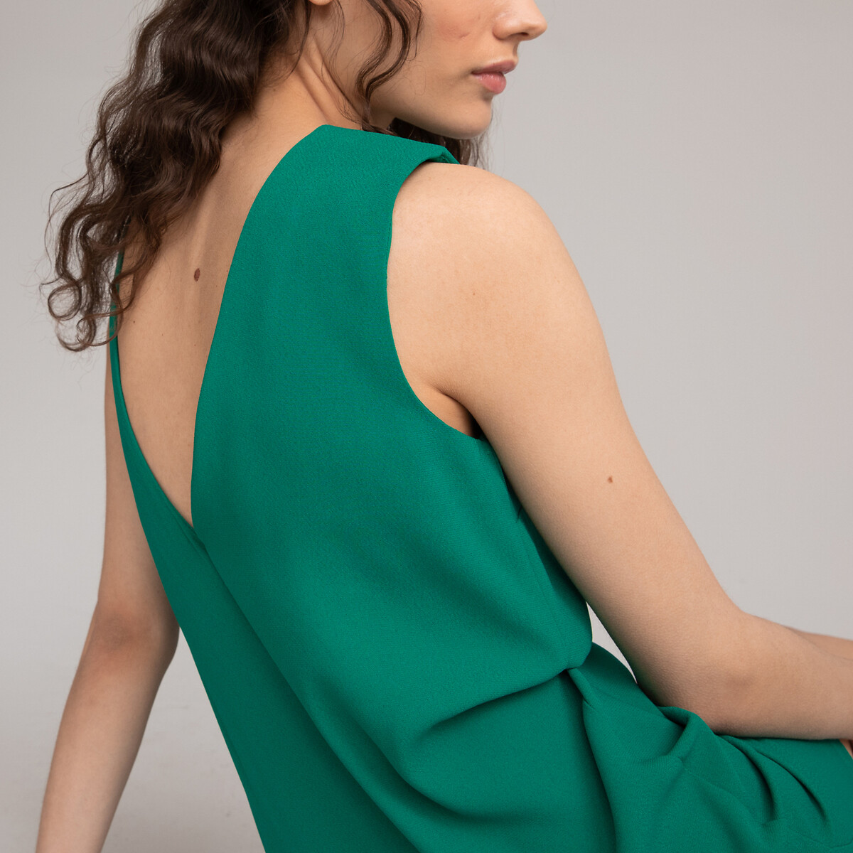 Платье Прямое короткое круглый вырез без рукавов 58 зеленый LaRedoute, размер 58 - фото 2