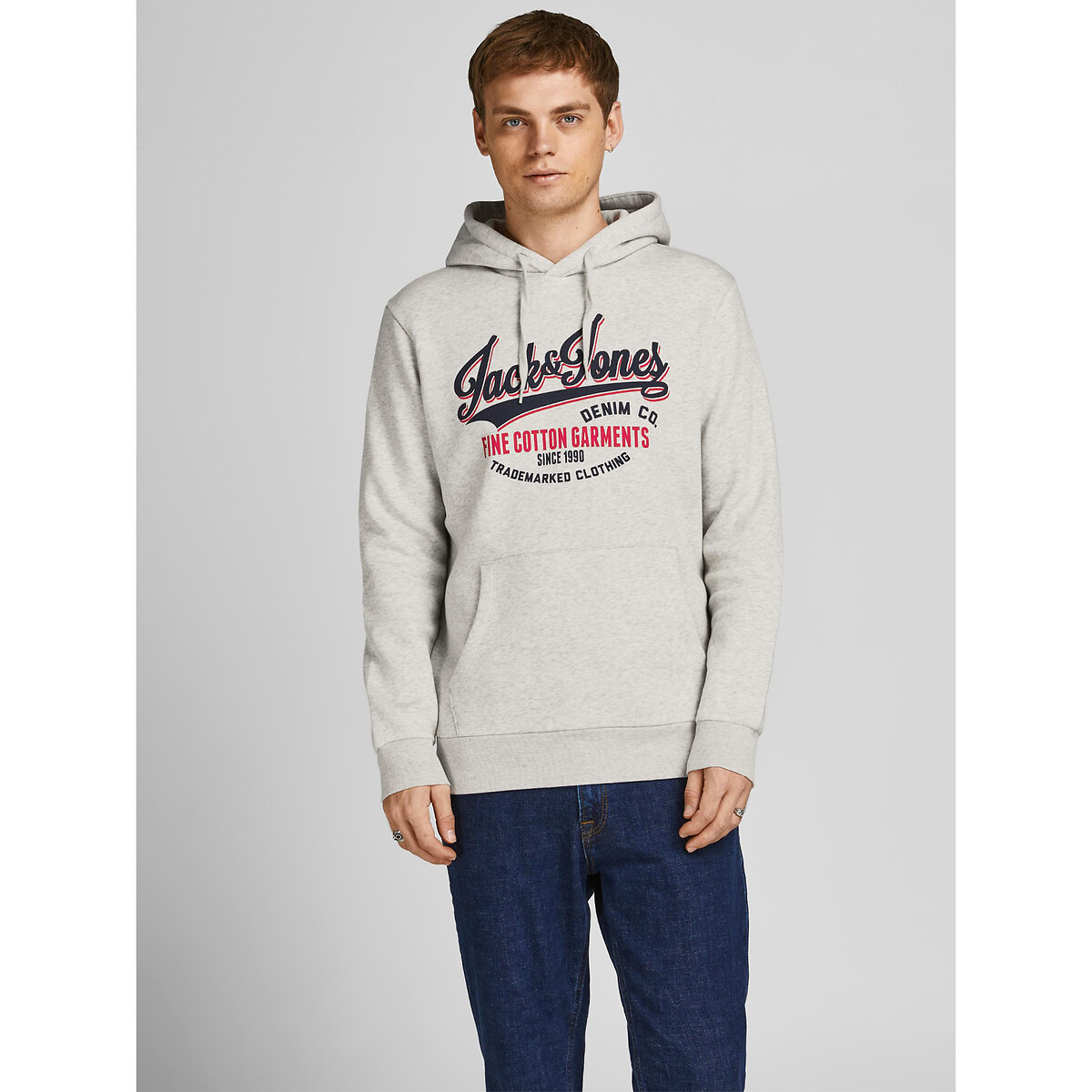 Свитшот JACK & JONES С капюшоном и логотипом L белый, размер L