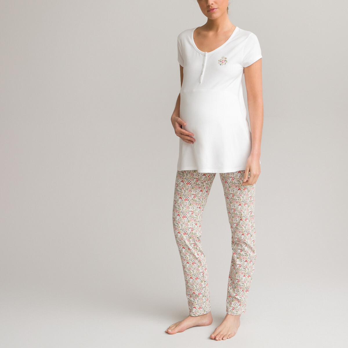 Пижама LA REDOUTE COLLECTIONS Для периода беременности с короткими рукавами из джерси 34/36 (FR) - 40/42 (RUS) разноцветный, размер 34/36 (FR) - 40/42 (RUS)