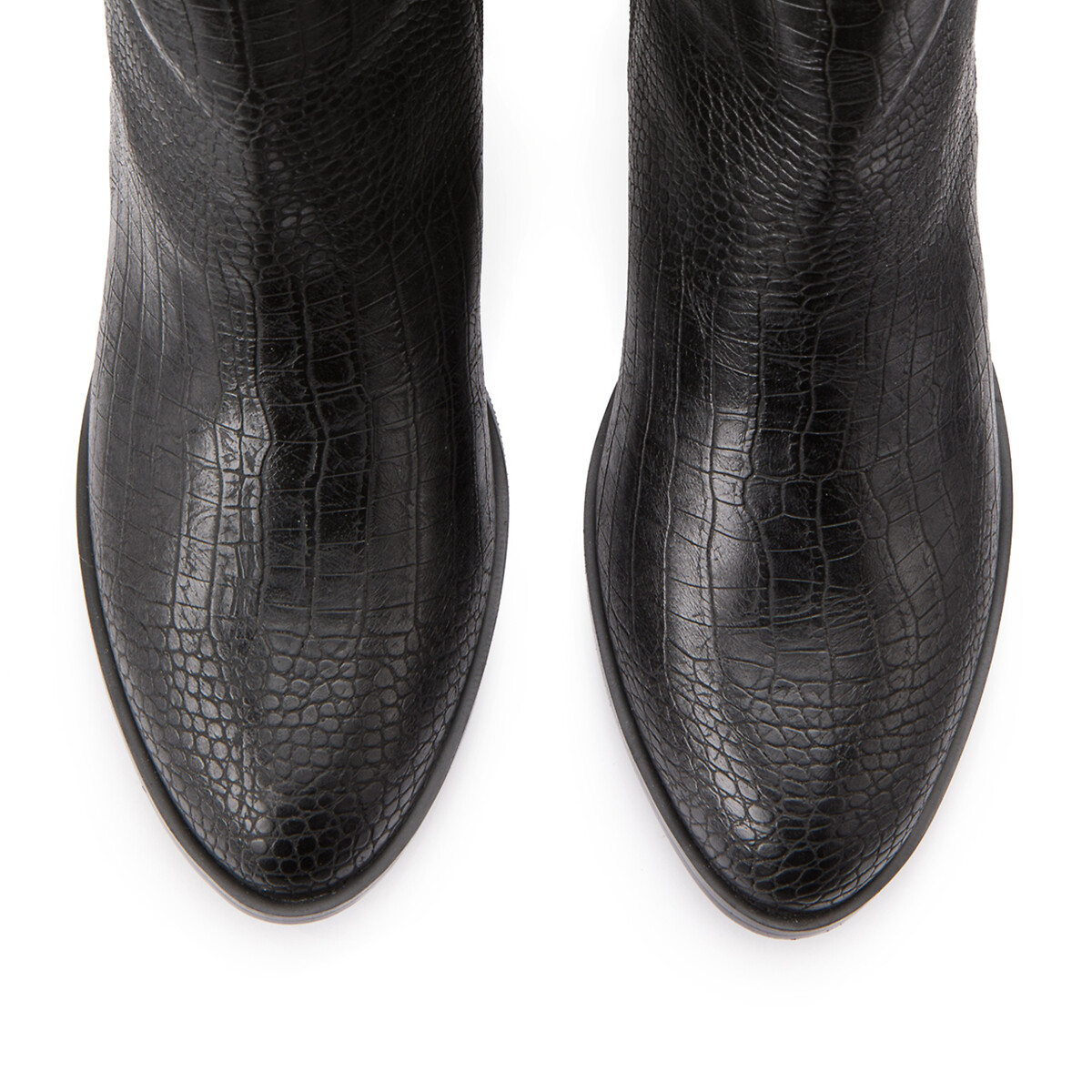 Ботинки LaRedoute На молнии широкий каблук 5 см эффект крокодиловой кожи 42 черный, размер 42 - фото 3
