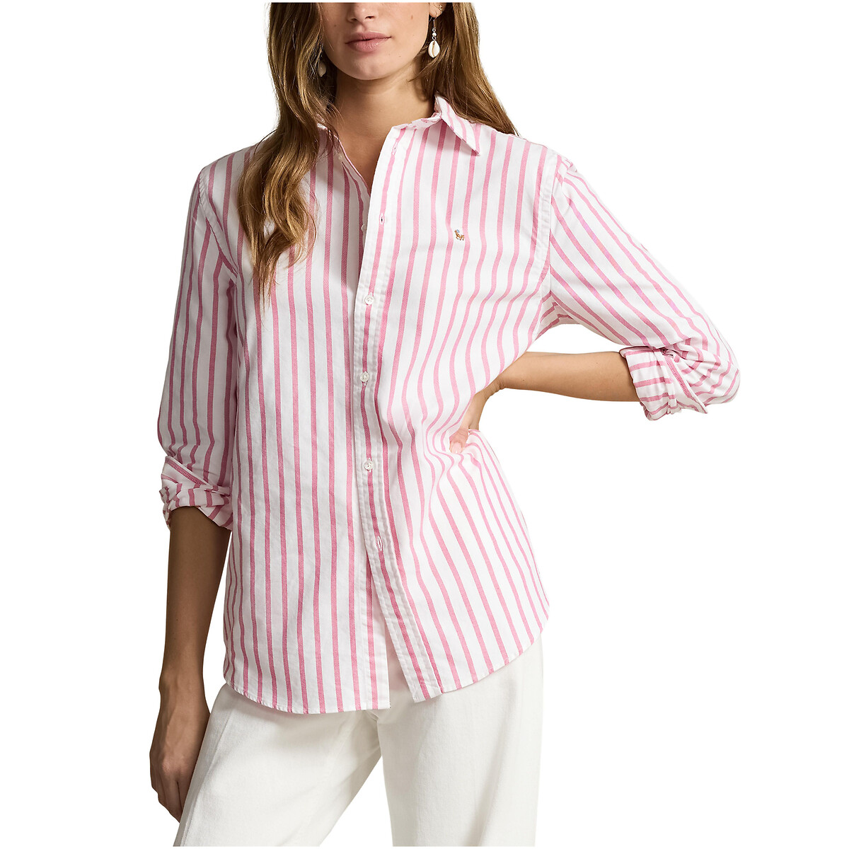 Рубашка в полоску и длинными рукавами  M розовый LaRedoute, размер M