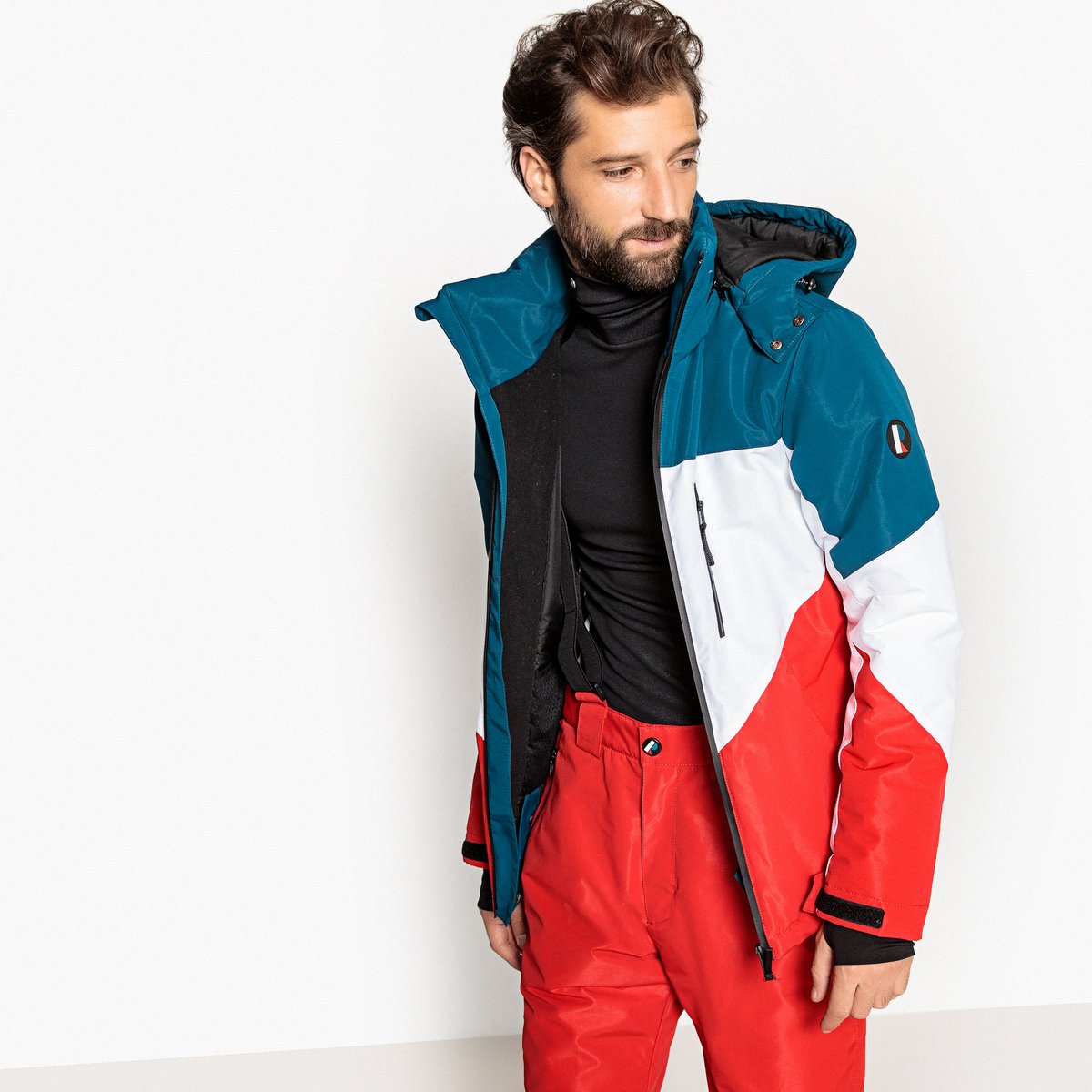 Куртка La Redoute Лыжная с воротником-стойкой и капюшоном L синий, размер L - фото 1
