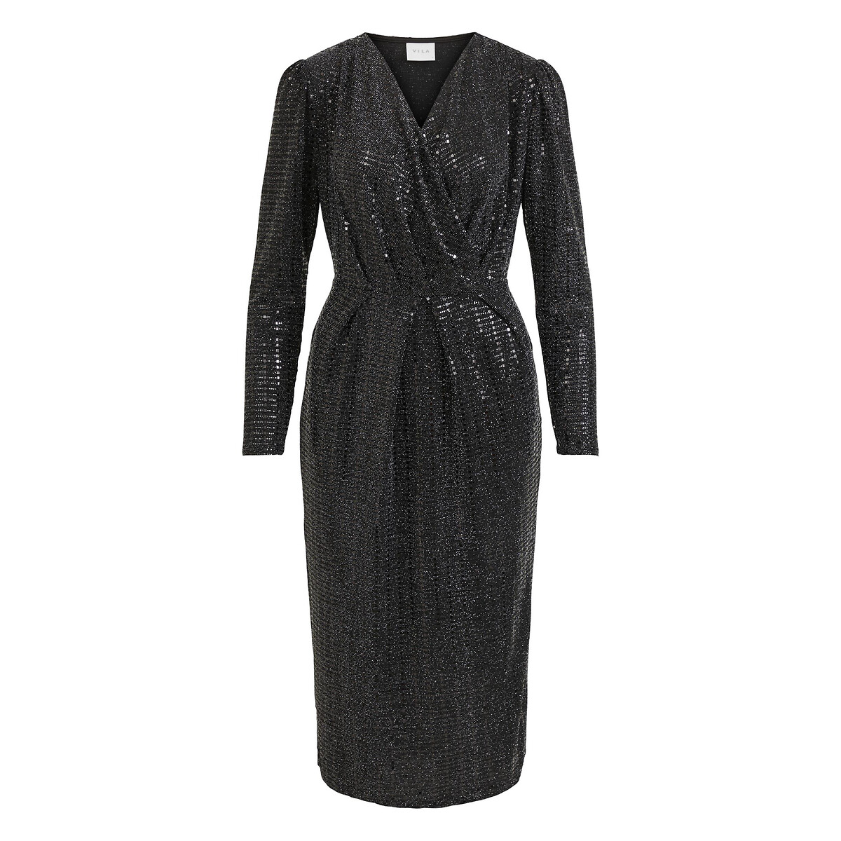 Платье VILA Вечернее облегающее блестящее M черный, размер M - фото 1