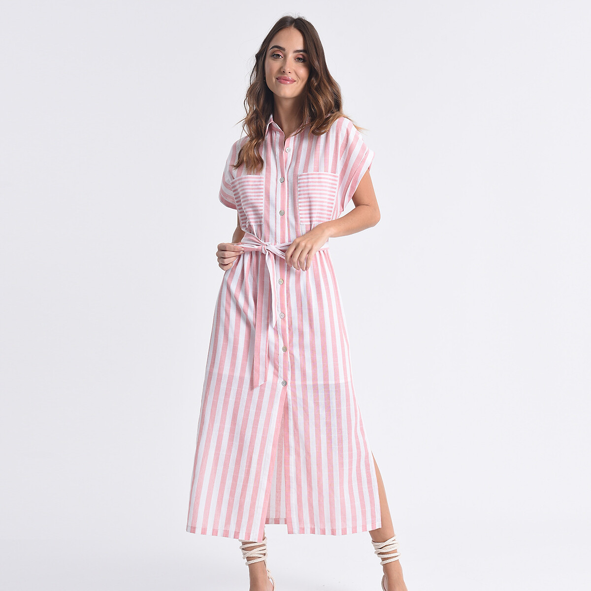 Платье-рубашка MOLLY BRACKEN В полоску с ремешком XS розовый, размер XS - фото 1