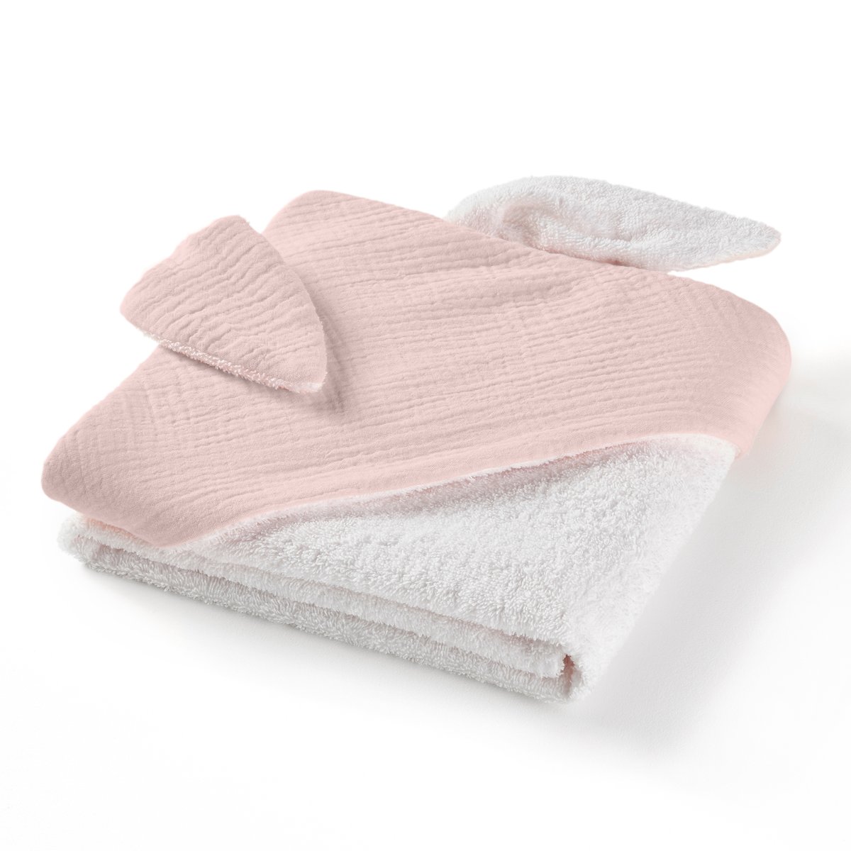 Накидка La Redoute Для ванной из хлопчатобумажной газовой ткани для новорожденного Kumla 70 x 70 см розовый, размер 70 x 70 см - фото 1