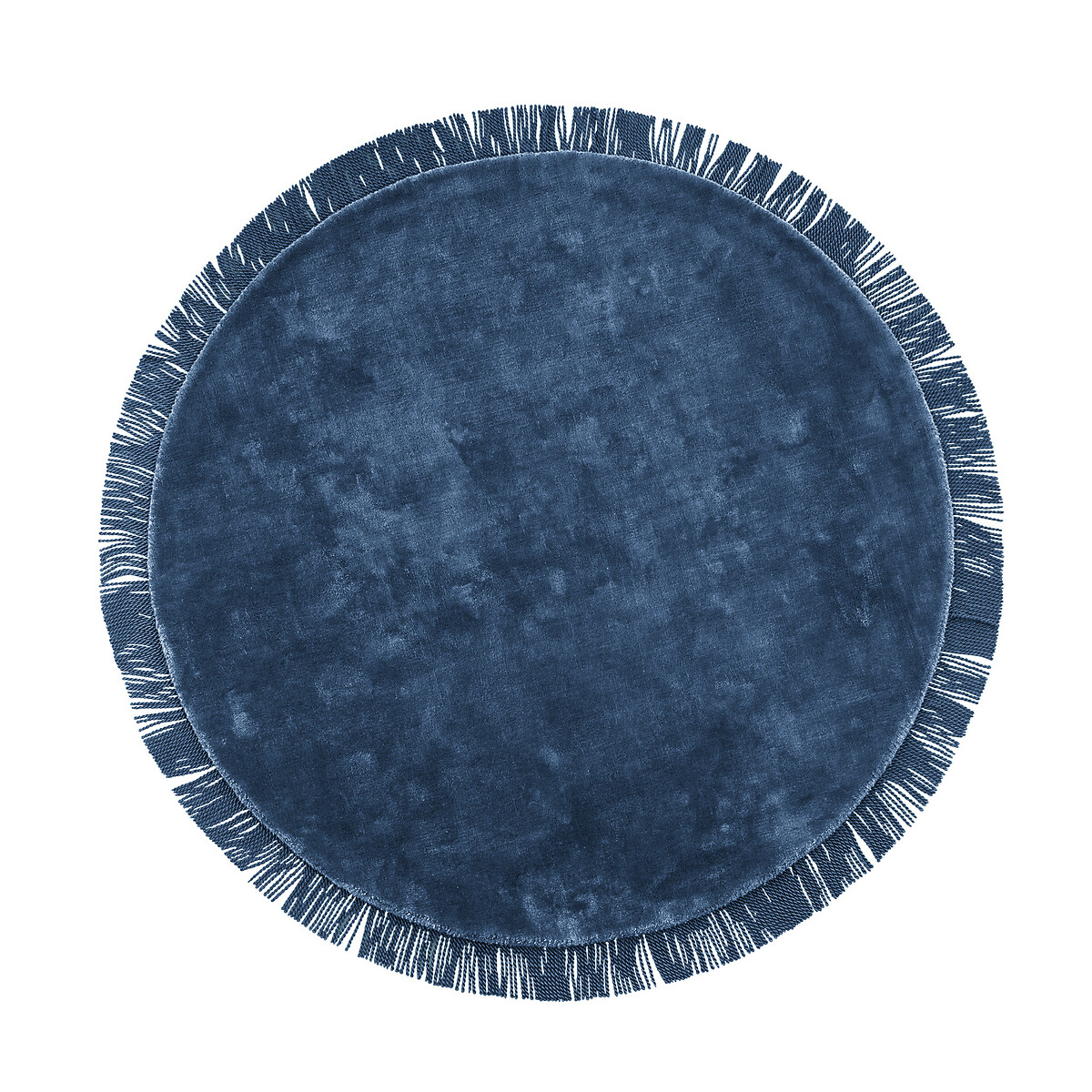 Ковер LaRedoute Круглый с бахромой из вискозы Ramona diam 140 см синий, размер diam 140 см