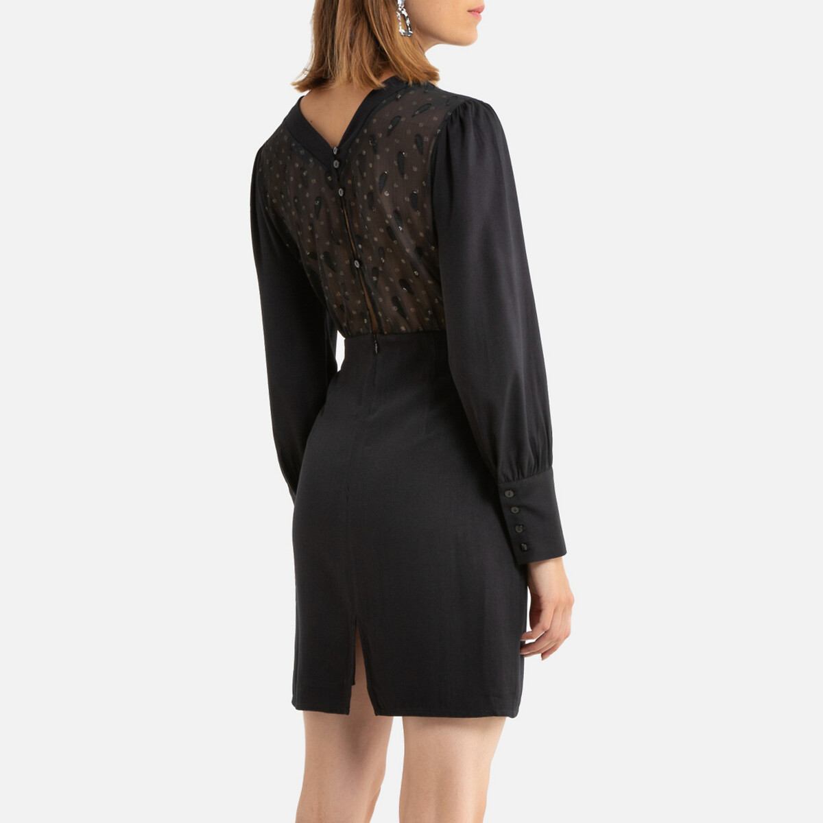 Платье La Redoute Короткое длинные рукава декольте сзади 1(S) черный, размер 1(S) Короткое длинные рукава декольте сзади 1(S) черный - фото 4