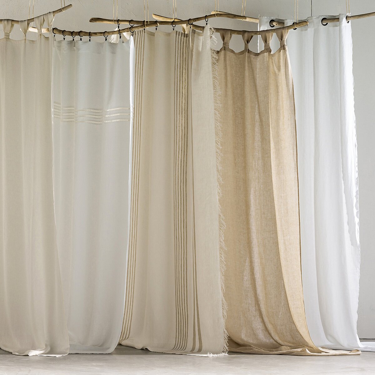 Image of Jaliska Single Linen Curtain with Tab Top