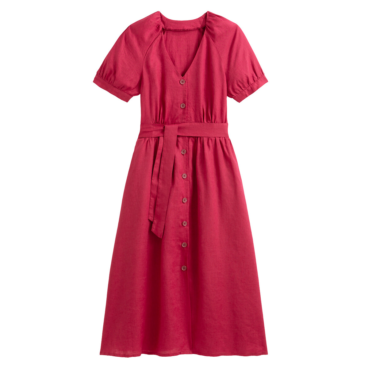 Платье LaRedoute Длинное на пуговицах из 100 льна с ремешком 40 (FR) - 46 (RUS) розовый, размер 40 (FR) - 46 (RUS) Длинное на пуговицах из 100 льна с ремешком 40 (FR) - 46 (RUS) розовый - фото 5
