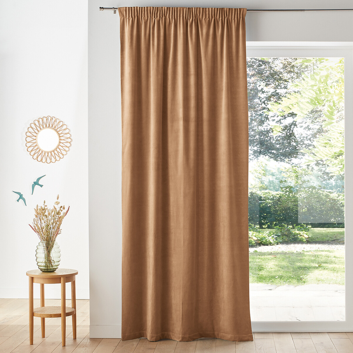 Штора из велюра с тесьмой со сборками Velvet  350 x 135 см каштановый