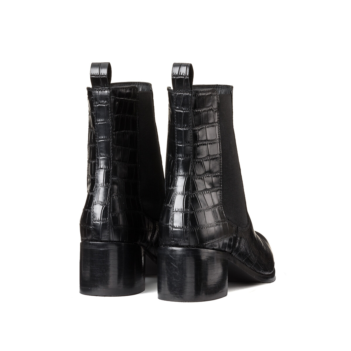 Ботинки Кожаные на широком каблуке для широкой стопы размеры 38-45 42 черный LaRedoute - фото 4