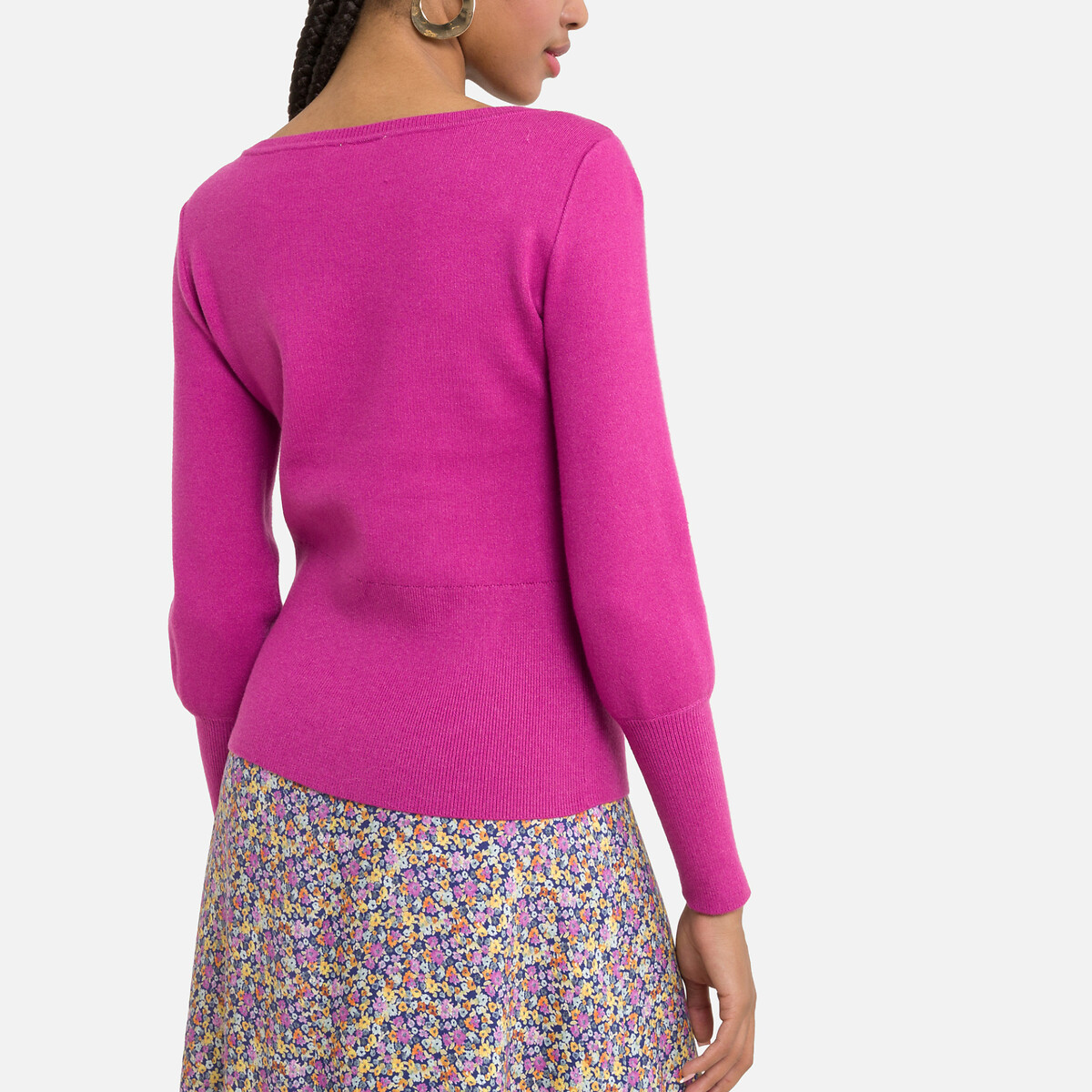 Пуловер VILA С вырезом-лодочка пуговицы на плечах M розовый, размер M - фото 4