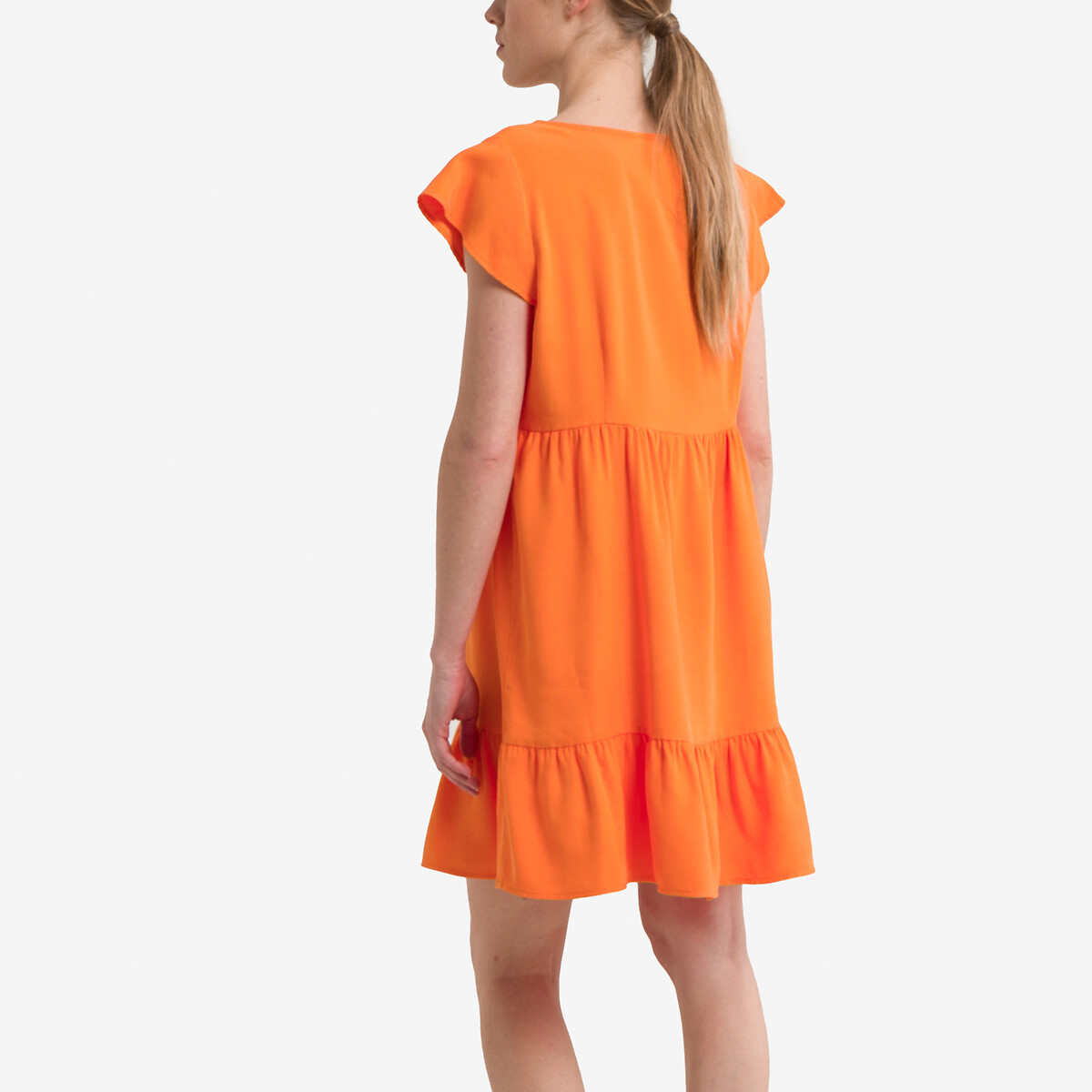 Платье Укороченное с короткими рукавами M оранжевый LaRedoute, размер M - фото 4