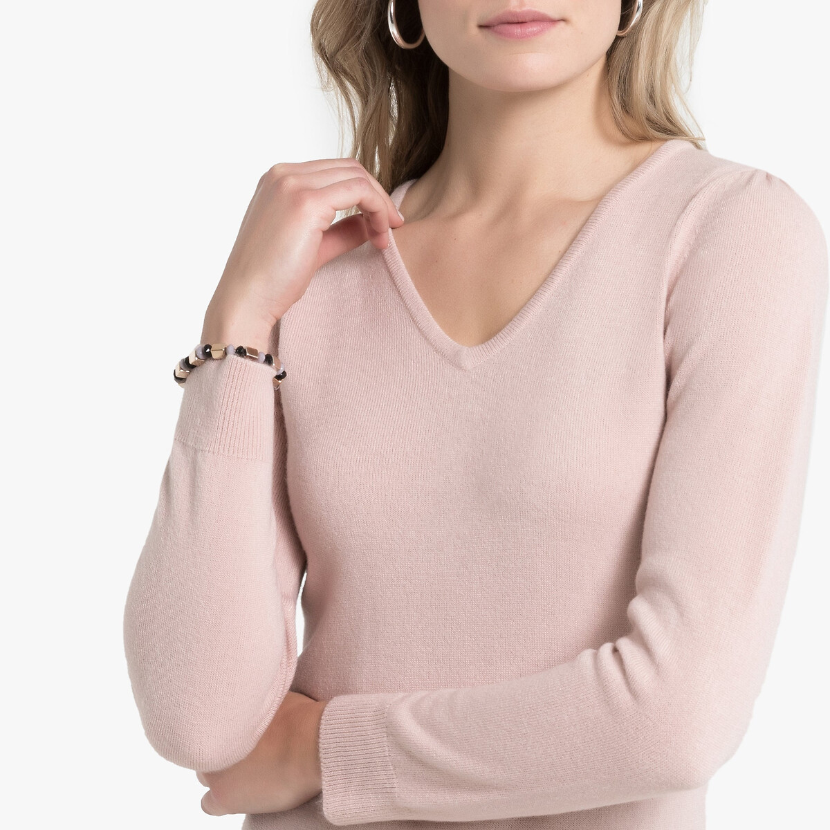 Пуловер La Redoute С V-образным вырезом из тонкого трикотажа 50/52 (FR) - 56/58 (RUS) розовый, размер 50/52 (FR) - 56/58 (RUS) С V-образным вырезом из тонкого трикотажа 50/52 (FR) - 56/58 (RUS) розовый - фото 3
