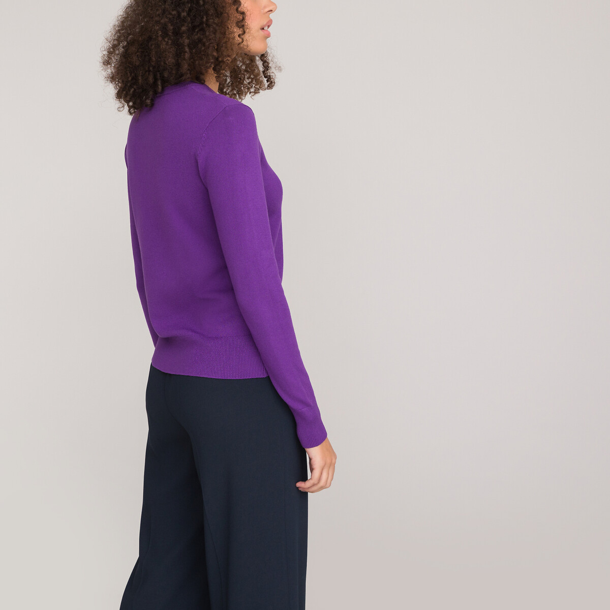 Пуловер Базовый с длинными рукавами XXL фиолетовый LaRedoute, размер XXL - фото 4