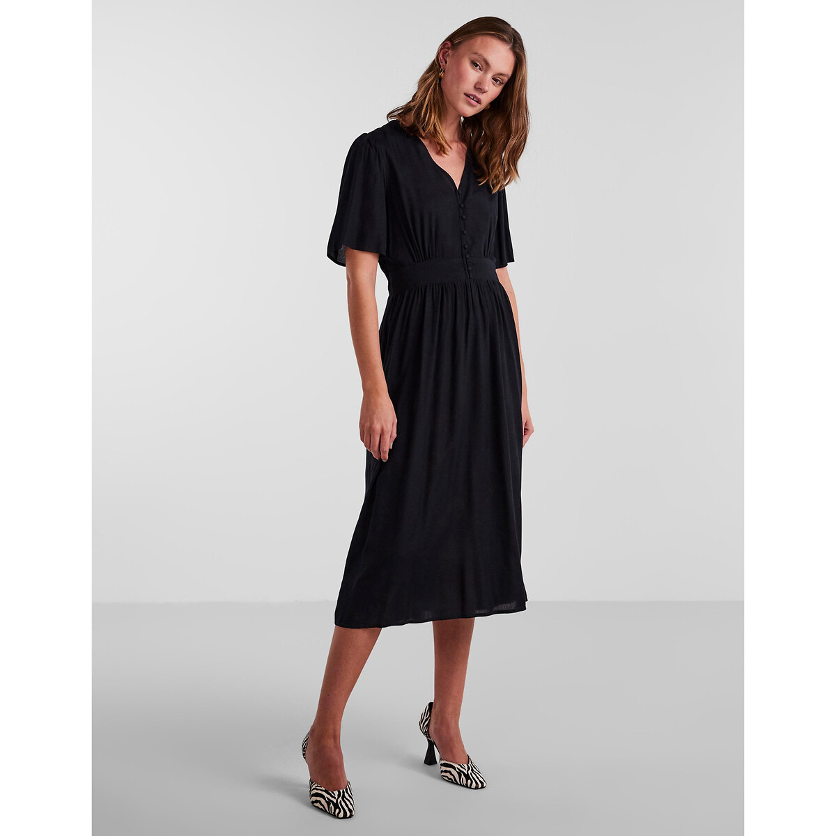 Платье Миди на пуговицах XL черный LaRedoute, размер XL - фото 3