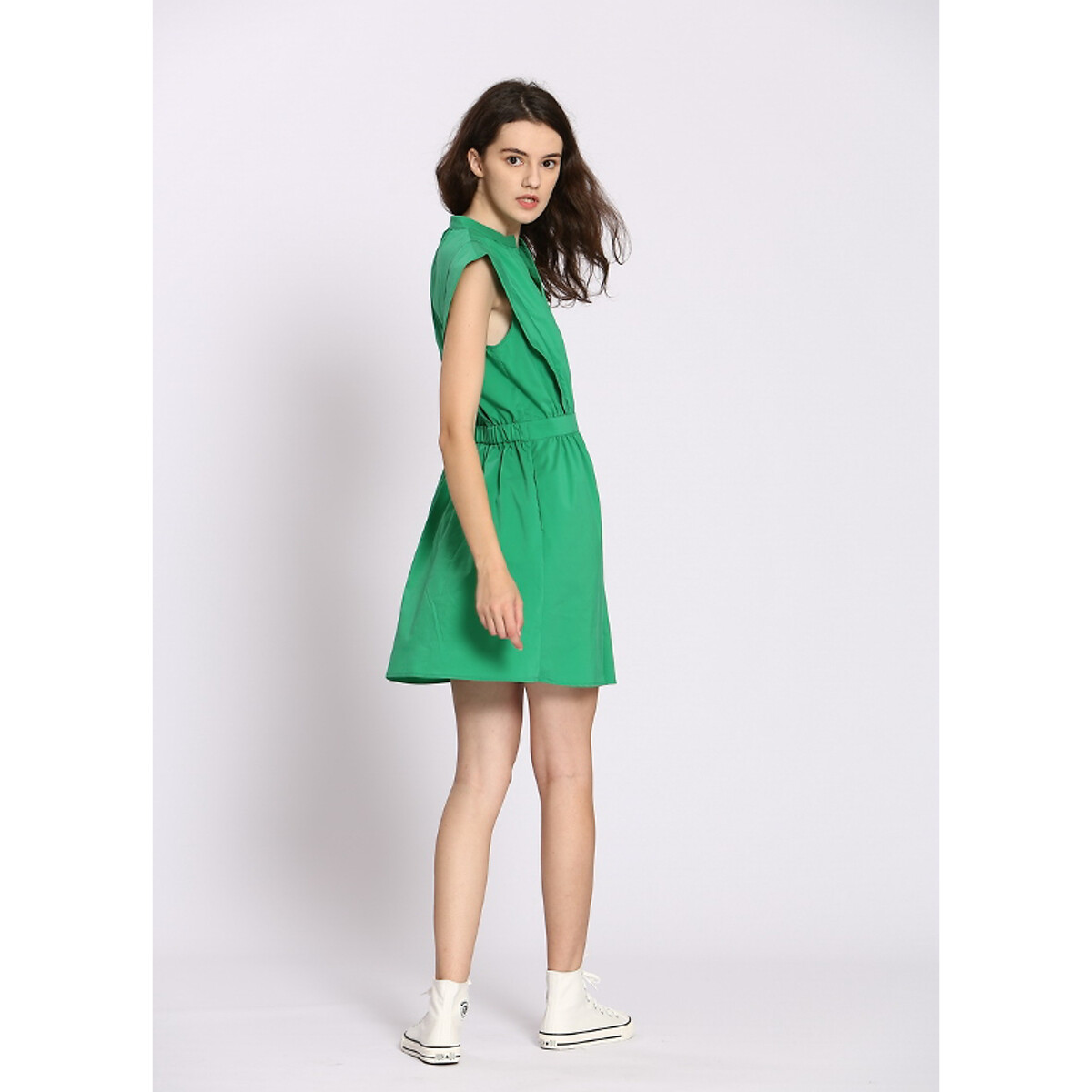 Платье Короткое расклешенное с короткими рукавами 3(L) зеленый LaRedoute, размер 3(L) Платье Короткое расклешенное с короткими рукавами 3(L) зеленый - фото 4