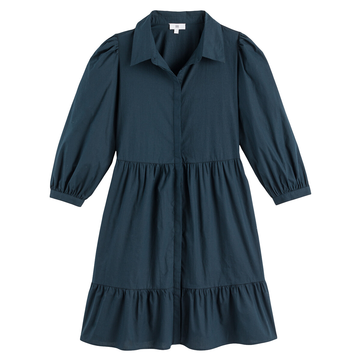 Платье-рубашка LA REDOUTE COLLECTIONS С напускными рукавами 42 синий, размер 42 - фото 5