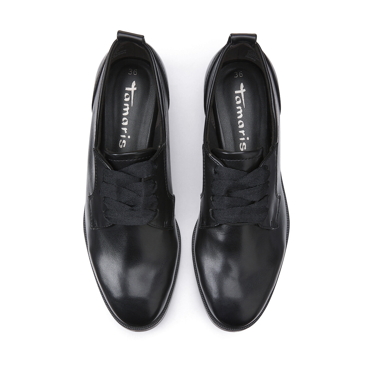 Ботинки-дерби лакированные с двойной шнуровкой  38 черный LaRedoute, размер 38 - фото 3
