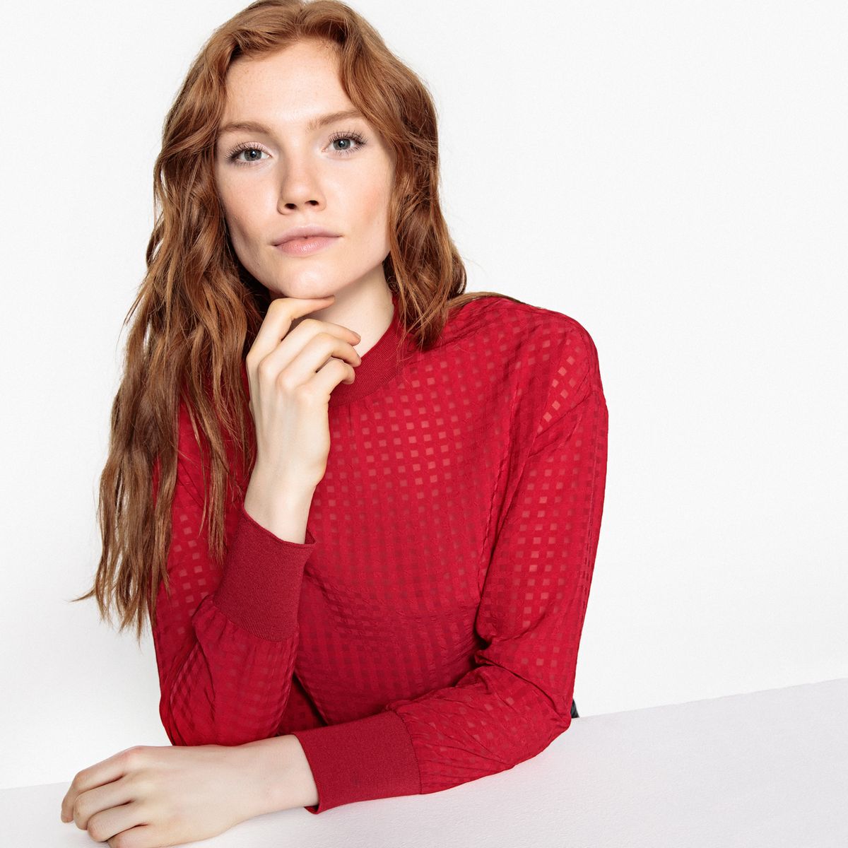 Blouse col rond, manches longues