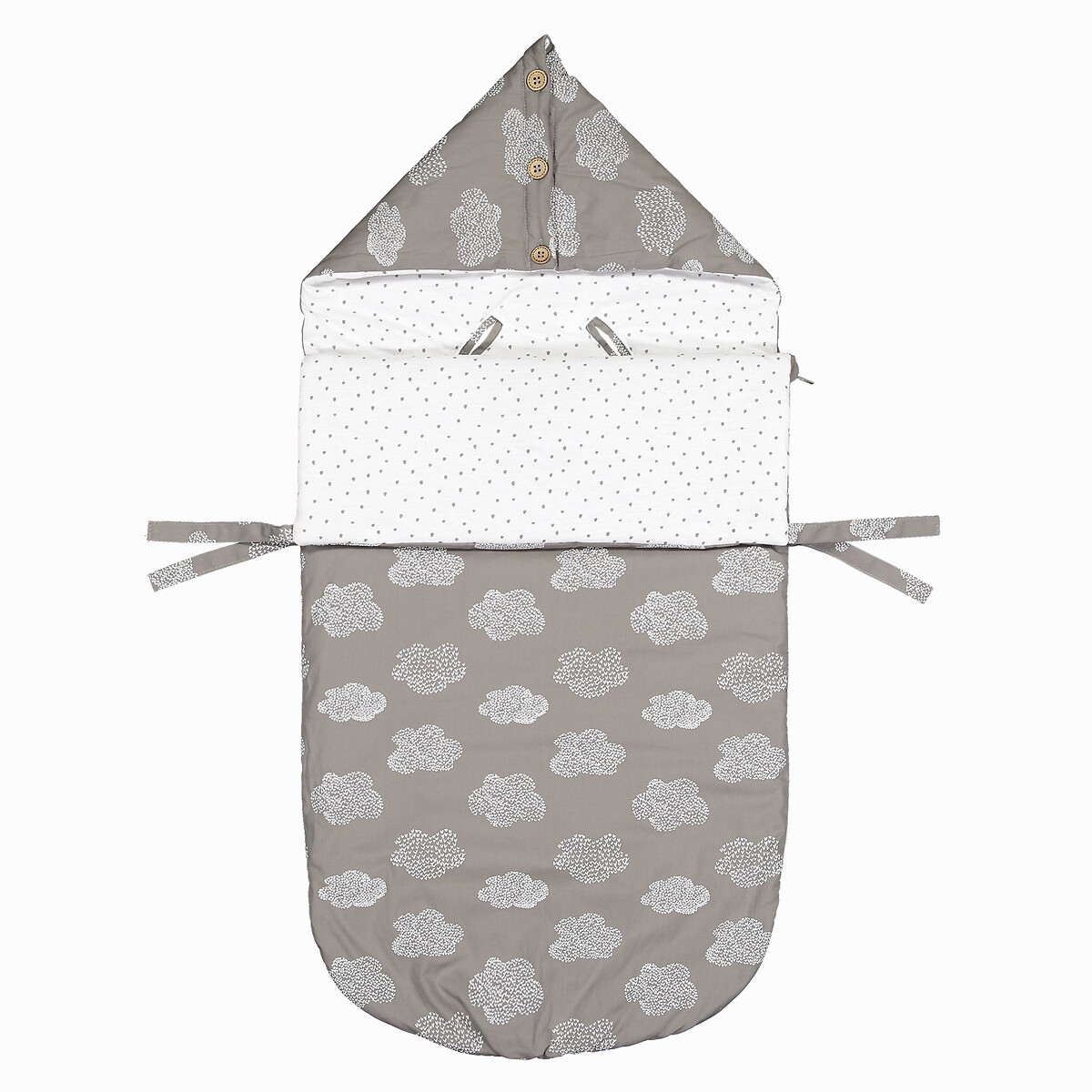Конверт La Redoute Для новорожденного с капюшоном с рисунком облака единый размер серый