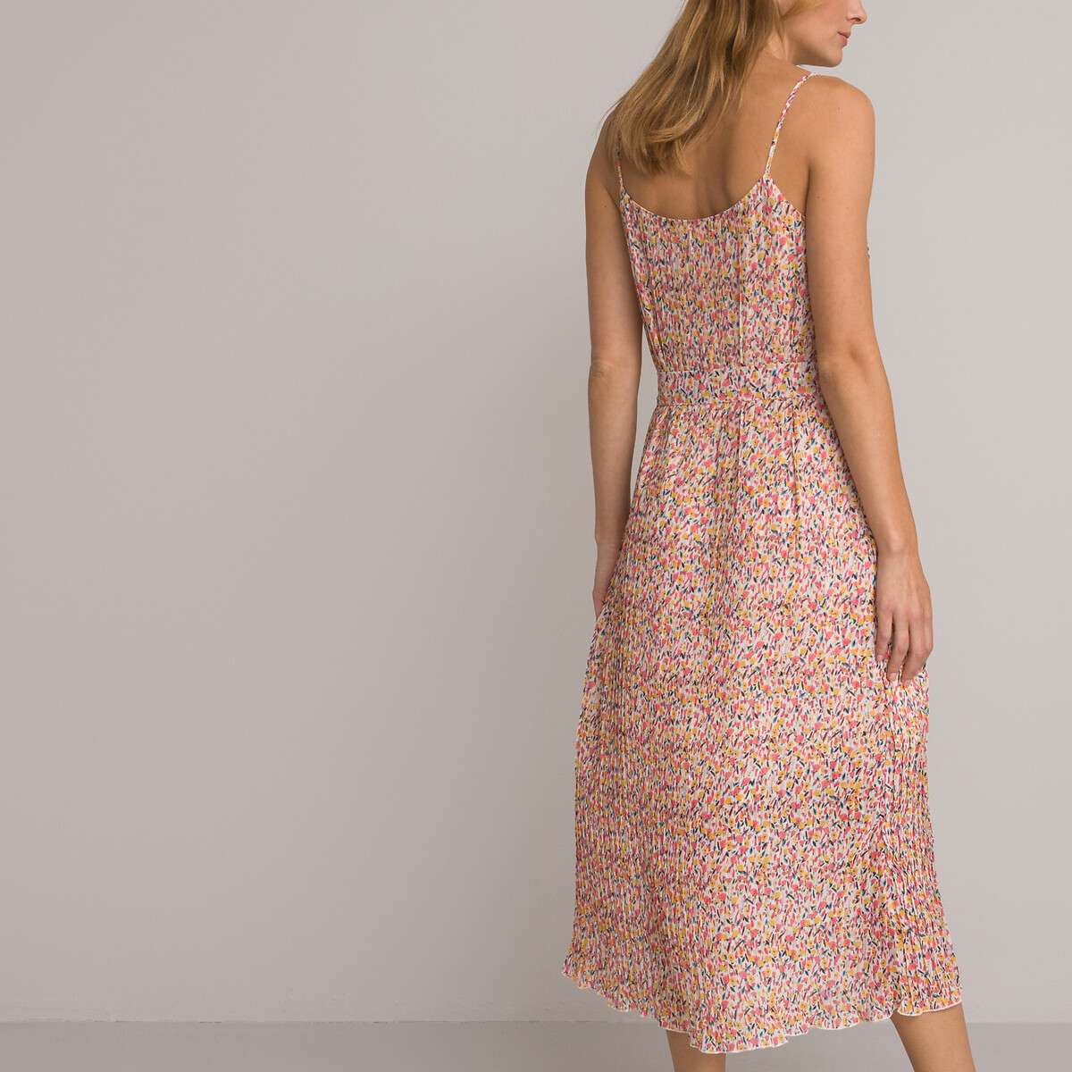 Платье С плиссировкой тонкие бретели цветочный принт 54 разноцветный LaRedoute, размер 54 - фото 4