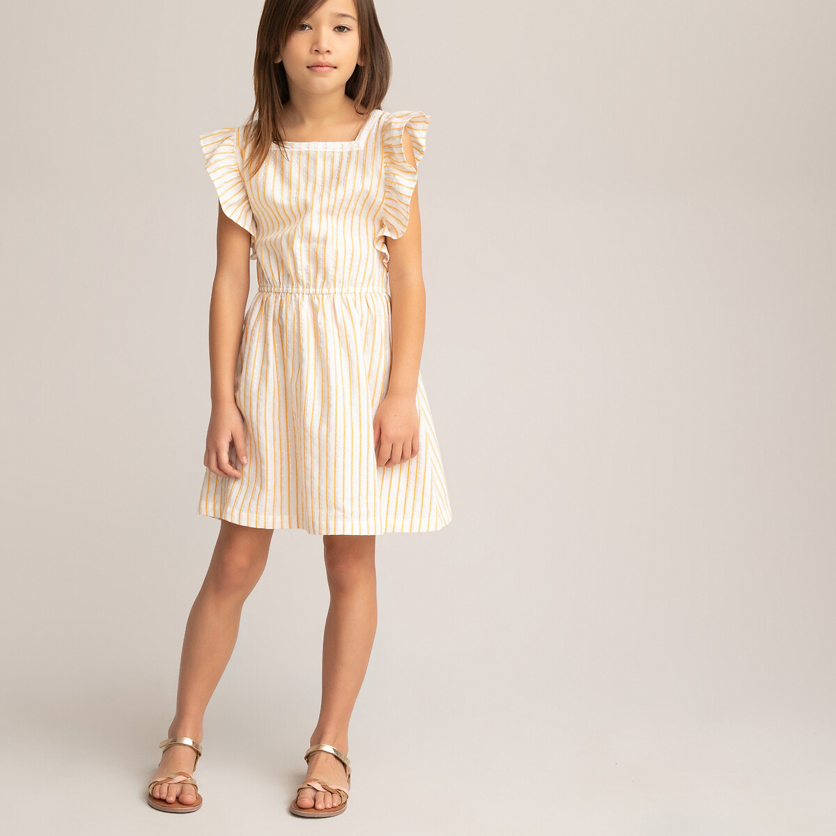 Платье LaRedoute Без рукавов с воланами 3-14 лет 8 лет - 126 см бежевый, размер 8 лет - 126 см - фото 2