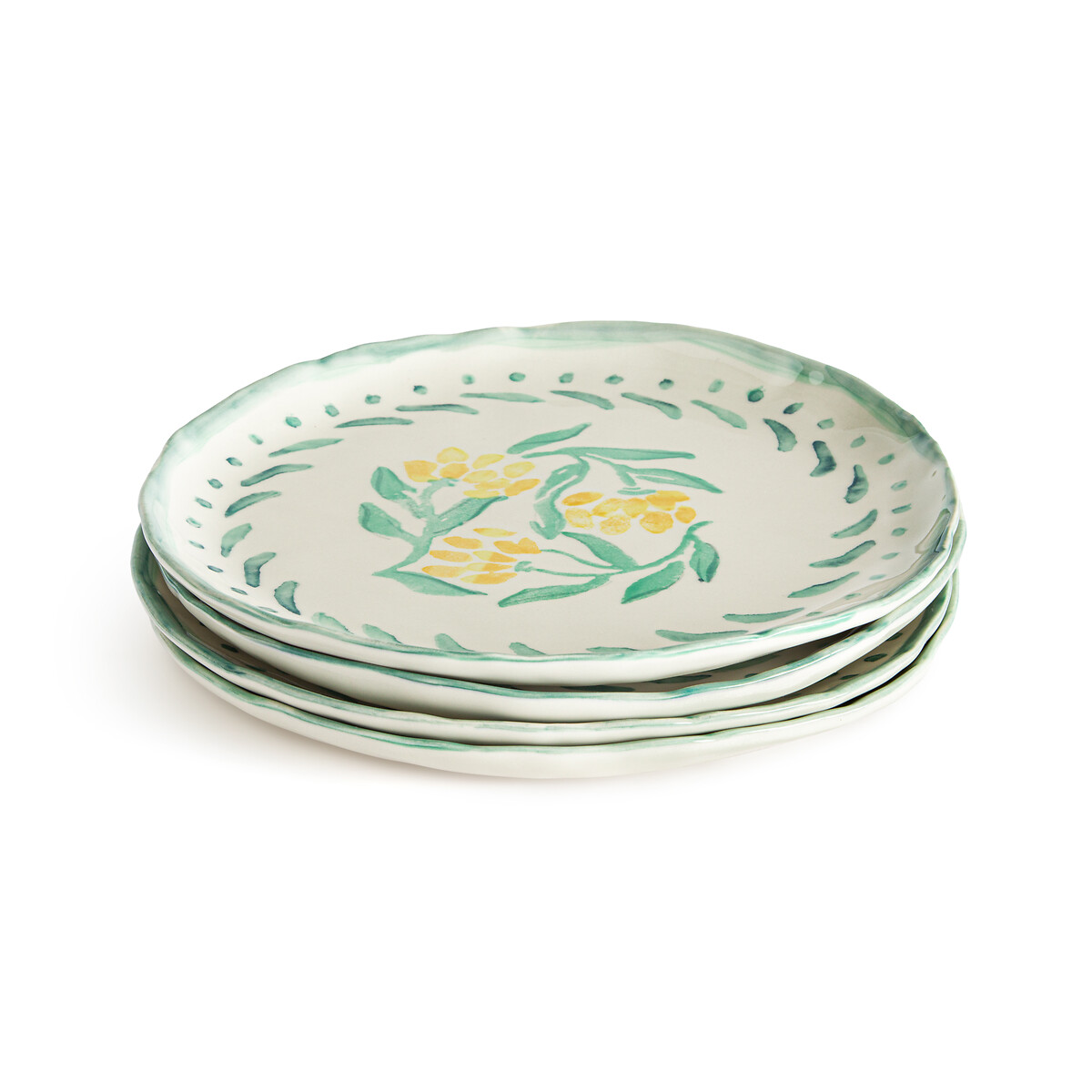 цена Комплект из четырех тарелок плоских из керамики Capria единый размер желтый