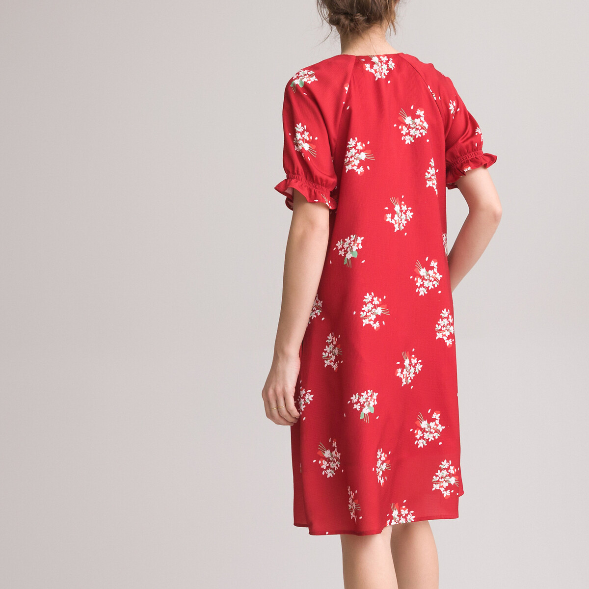 Платье-миди ANNE WEYBURN Расклешенное с цветочным принтом 56 красный, размер 56 - фото 4