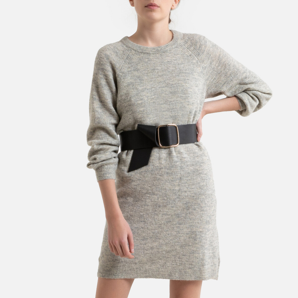 Платье-пуловер LaRedoute Широкое напускные рукава S серый, размер S - фото 1