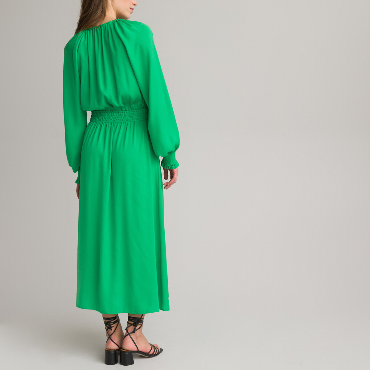 Платье-макси Длинное вставки со сборками 58 зеленый LaRedoute, размер 58 - фото 4