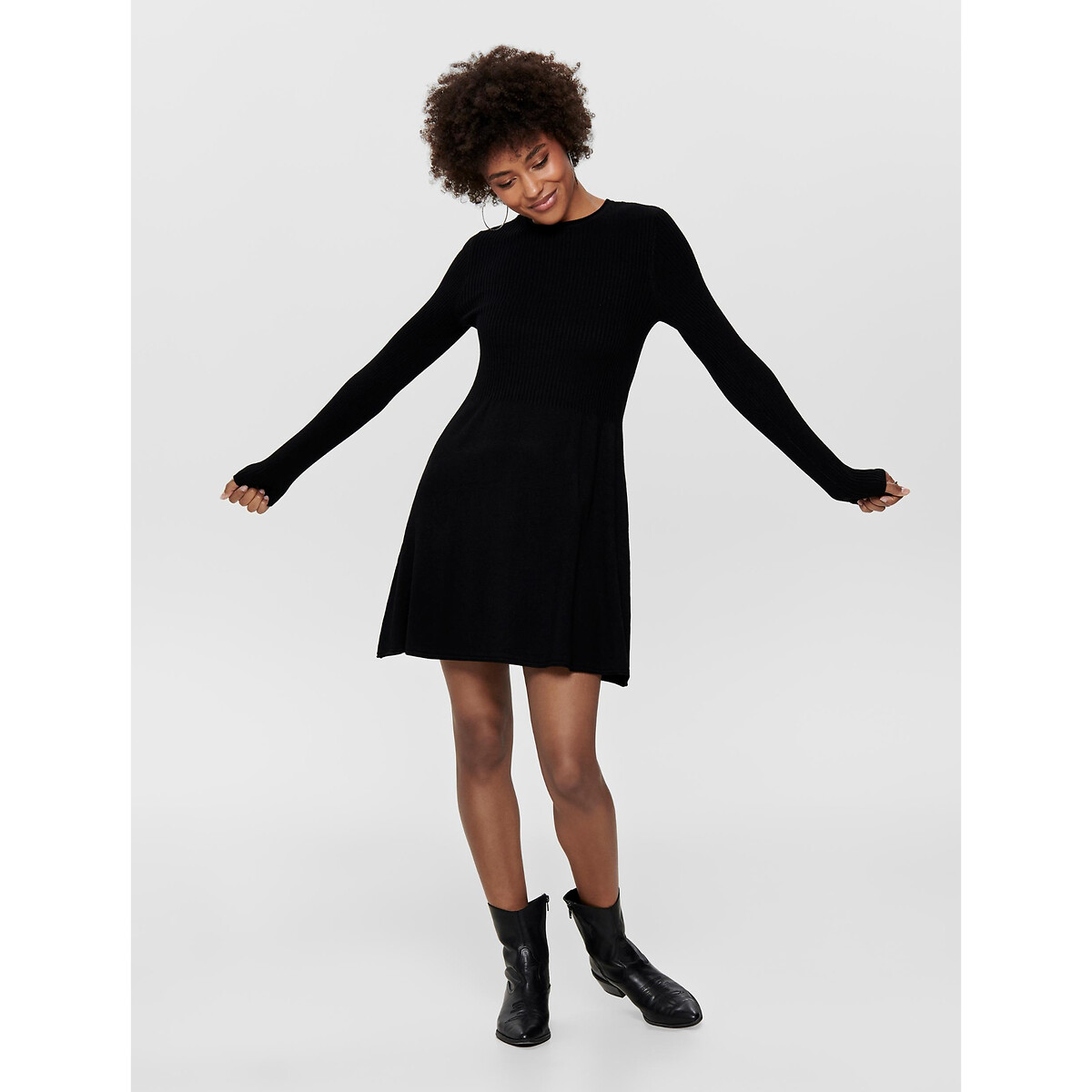 Платье-пуловер ONLY Платье-пуловер Расклешенное M черный, размер M - фото 3