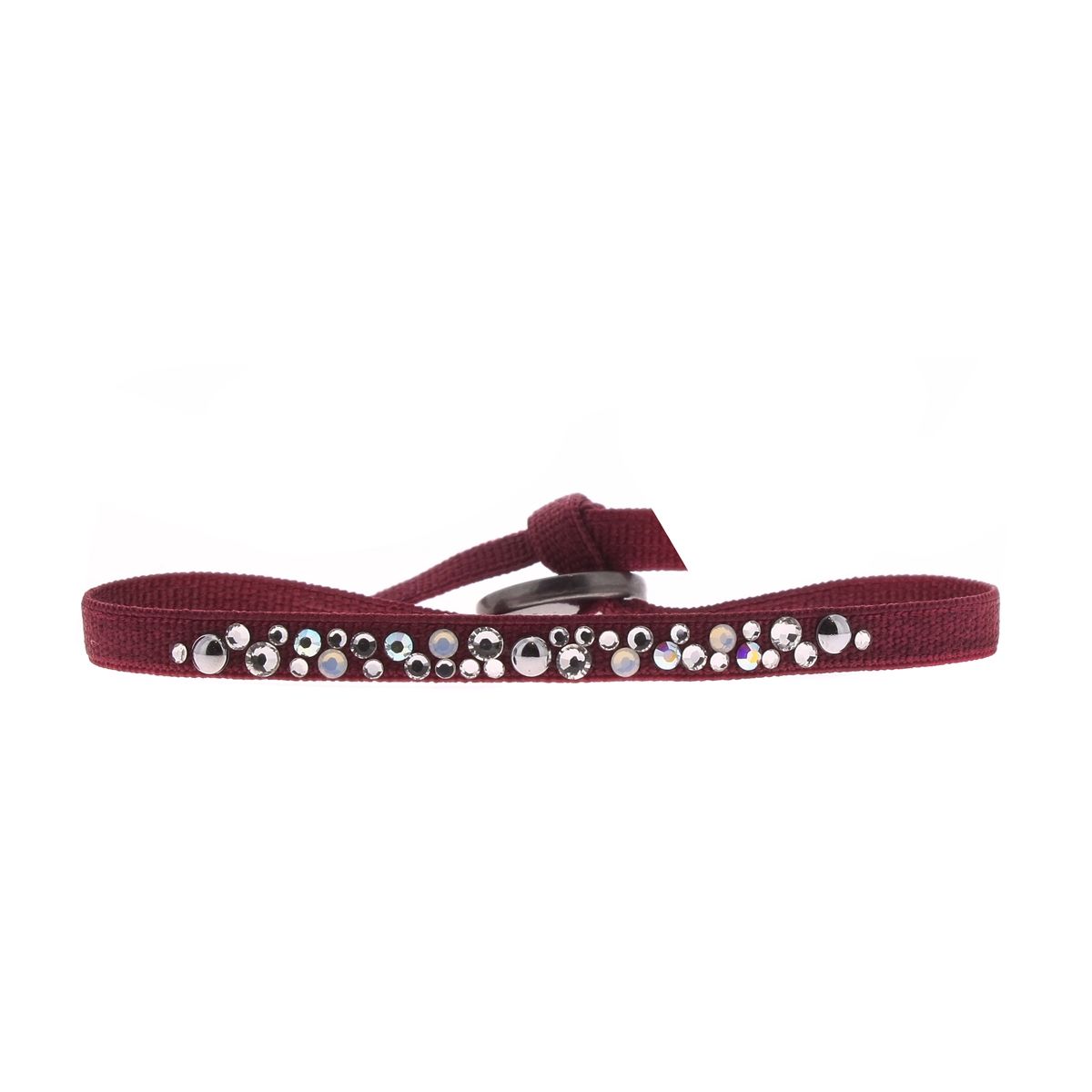 Bracelet en Tissu Argenté et Cristal