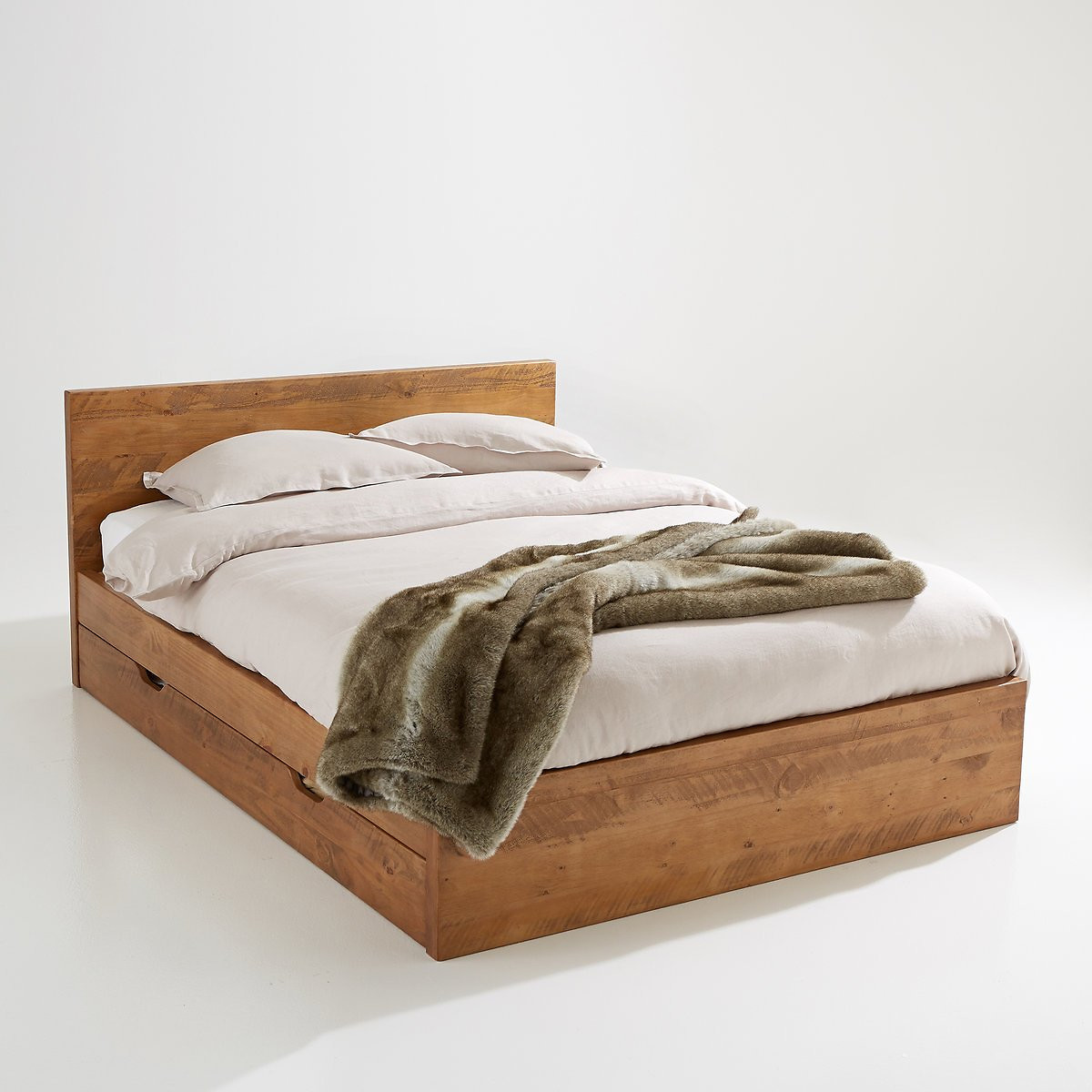 Кровать La Redoute Из массива сосны Lunja 160 x 200 см бежевый, размер 160 x 200 см - фото 2